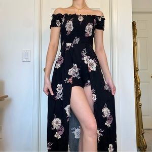 Sky and Sparrow Black Floral Sundress | Romper Dress💐